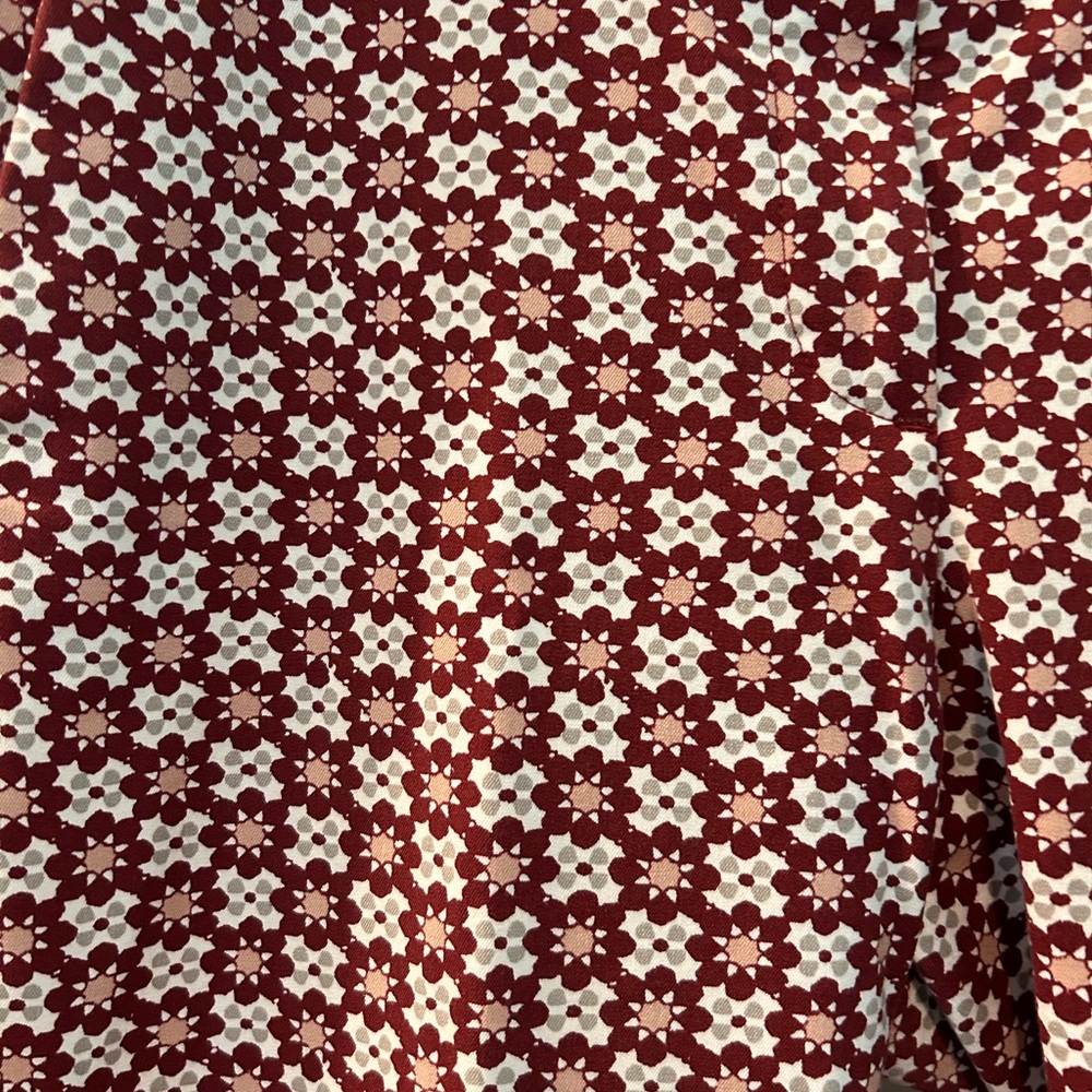 LOFT Red and White Patterned Ankle Pants - Picture 2 of 6